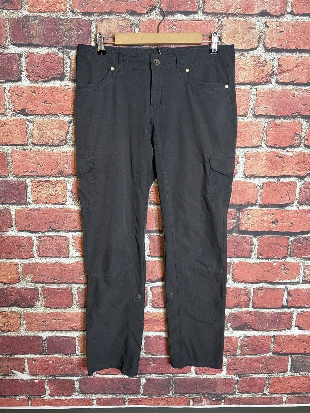 KUHL Freeflex Roll-Up Cargo Hiking Stretch Pants Polyester Blue Wms Size 10 Reg